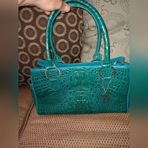 Crocodee teal exotic leather bag